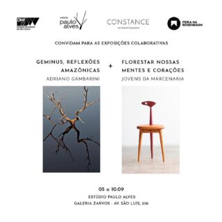 A convite do designer @pauloalvesdesign , a galeria apresenta a exposição fotográfica “Geminus, Reflexões Amazônicas” de @adrianogambarini , sobre a relação entre o Rio Negro e a Floresta Amazônica; e a @feiranarosenbaum apresenta em conjunto, o trabalho de jovens designers da marcenaria brasileira, num diálogo entre origem e inspiração, celebrando os laços com a floresta. 

05.09 a 10.09 
Estúdio Paulo Alves 
Galeria Zarvos, Av. São Luís, 258

Design Weekend Centro 2022

#ConstanceGaleria #AdrianoGambarini #EstudioPauloAlves #FeiranaRosenbaum #FlorestaAmazônica #dwsp2022